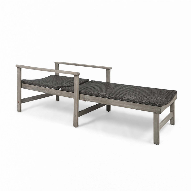 Hampton Wood+ Wicker Chaise Lounge, Gray