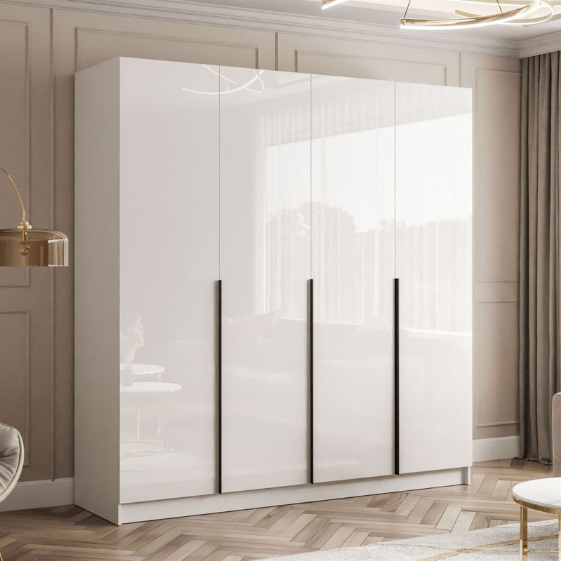 4 Door Manufactured Wood Wardrobe, Black