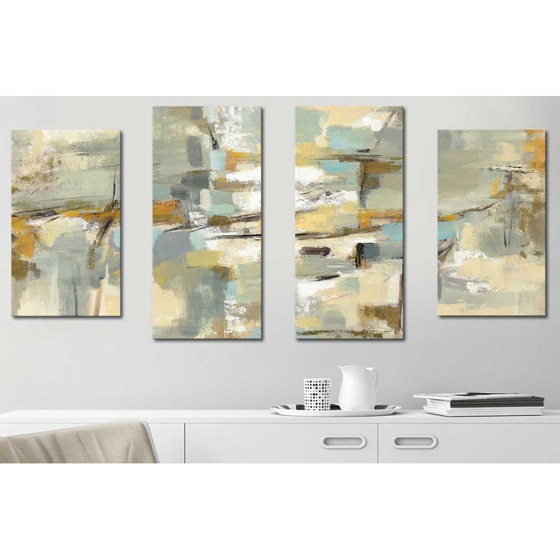" Old Port " 4 - Pieces Painting Print, 38" H x 72" W x 1.5" D