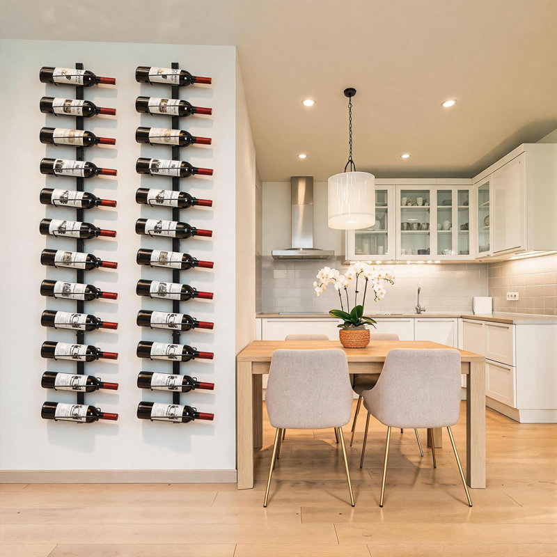 Ensemble de 2 porte-bouteilles à 12 bouteilles pour 24 bouteilles de vin, support à vin mural amovible, support de rangement pour bouteilles de vin utilisé comme une ou quatre, pour salle à manger, cave à vin, cadeau d'amateur de vin