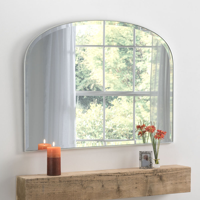 Drumourne Simple Arched Overmantle Mirror, Silver