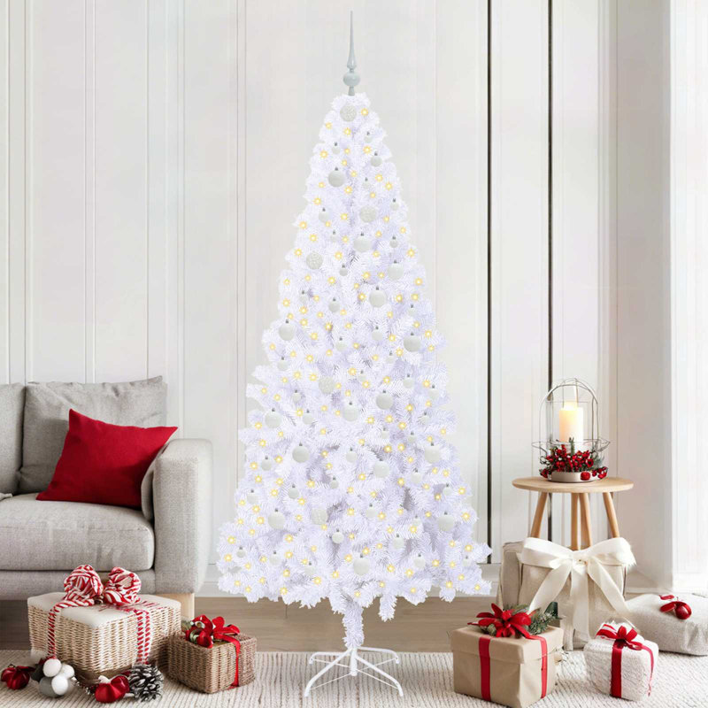 Lighted Artificial Christmas Tree, 210cm H, White