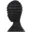 Grande sculpture en polystone noire avec silhouette nervurée et corps scintillant-667681140