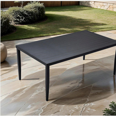 Outdoor Patio Aluminum 40"x70" Rectangle Dining Table with Tapered Feet & Umbrella Hole, Ember Black