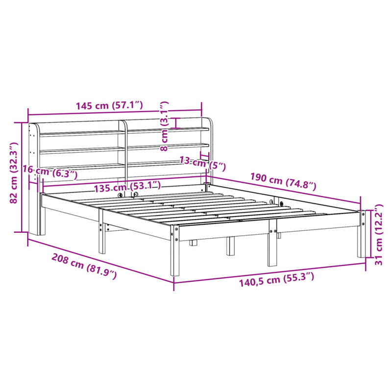Chaudeville Solid Wood Storage Bed, Double (4'6)