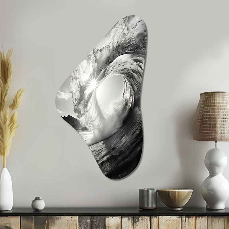 «Pollitt Wave Photo I - Coastal Beach», art mural asymétrique en métal, H 39 po x l 21 po
