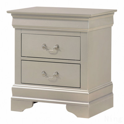 Traditional Nightstand In Silver Champagne