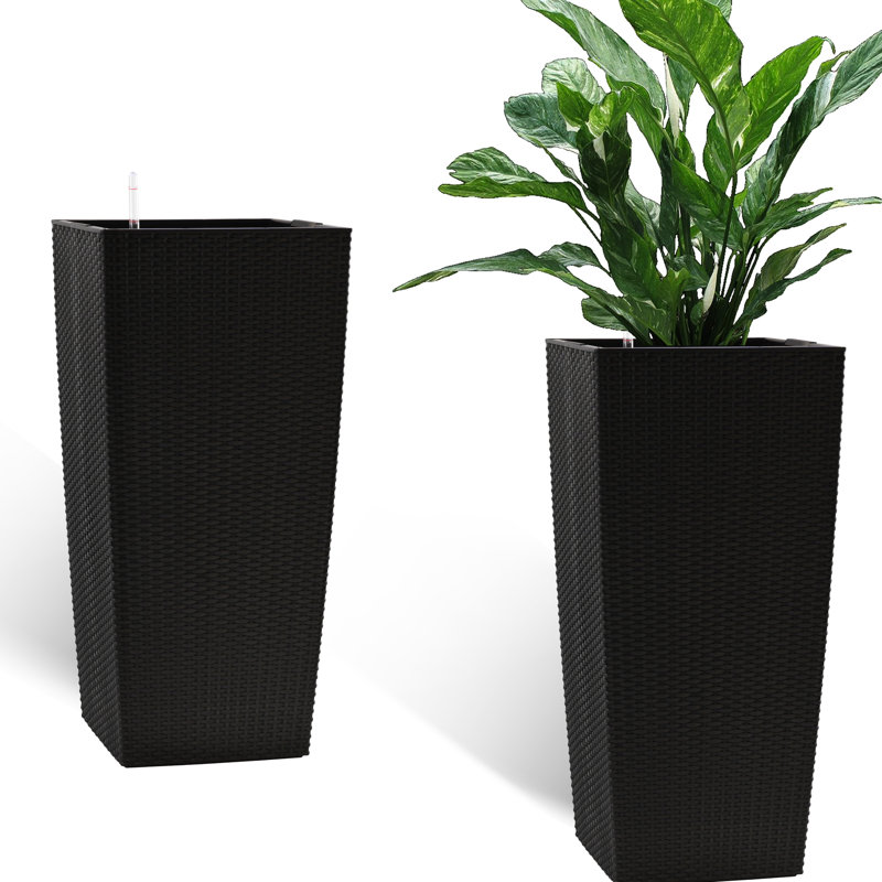 Jardinière noire de 30 pouces avec système d'arrosage automatique pour les jardins d'auto-arrosage en polypropylène sans soudure
