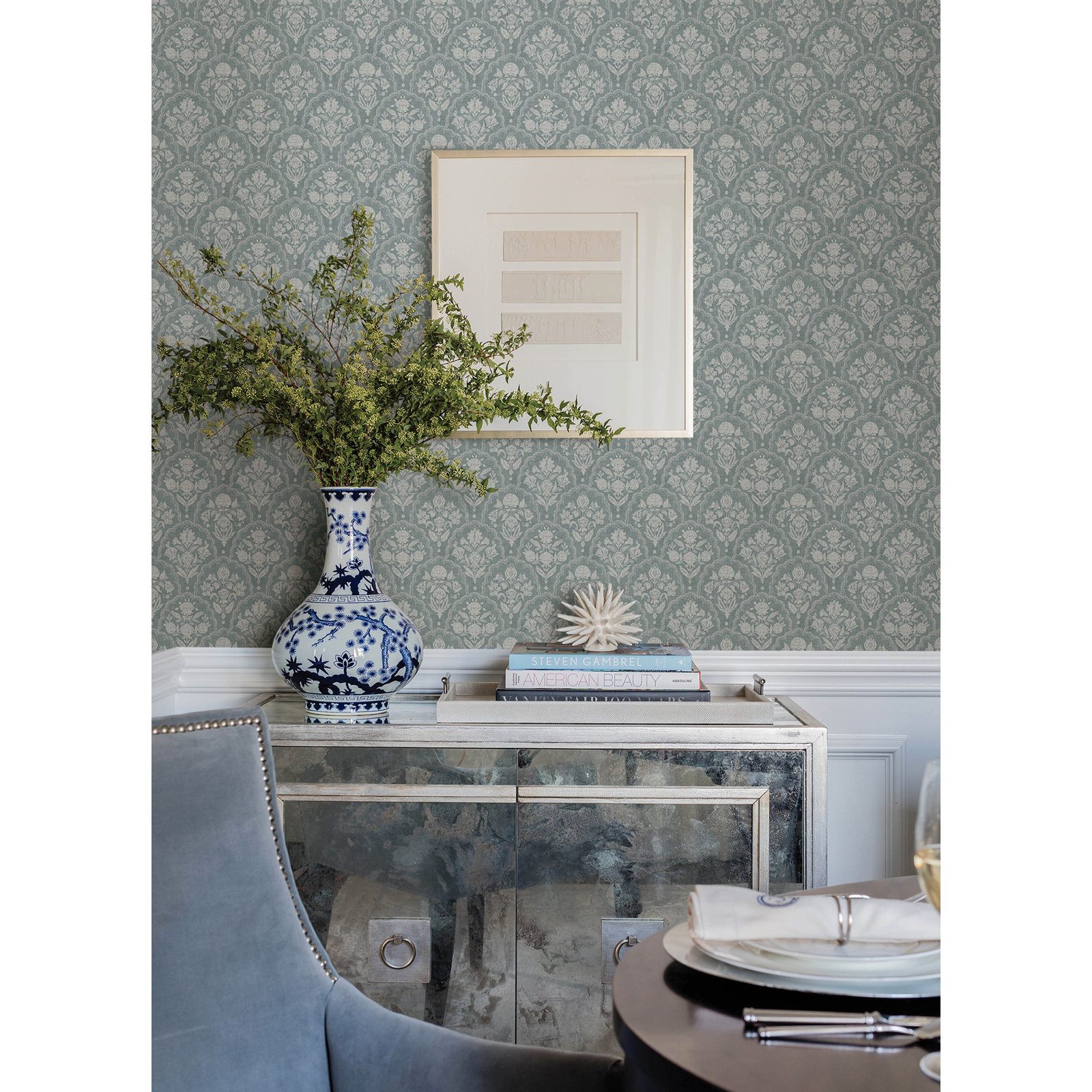 Frances Moss Fishscale Wallpaper, Blue