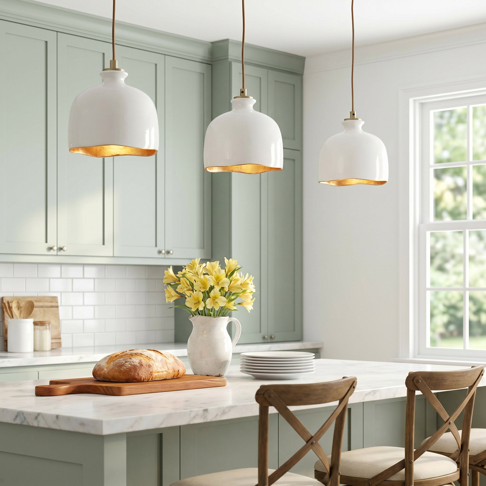 Bianca Single Light Ceramic Dimmable Pendant