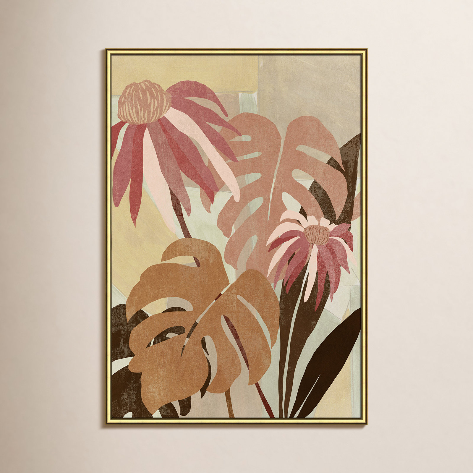 Kathleen "Hot Tropics II" Painting by Asia Jensen, Gold, 30.75" W x 42.75" H