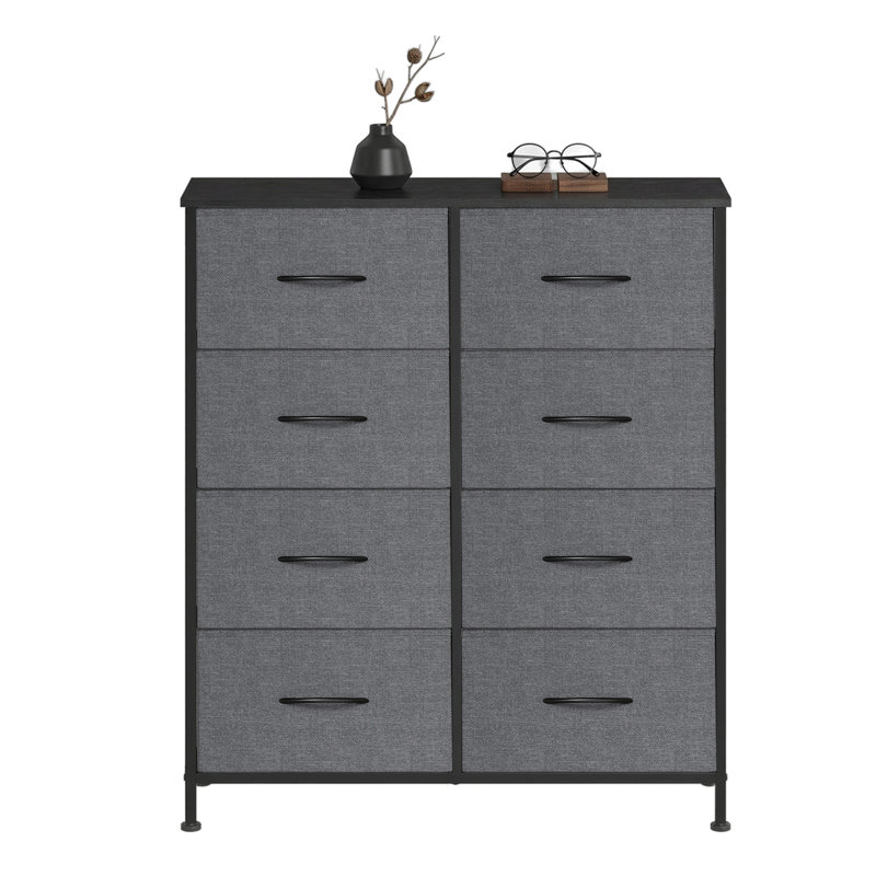 Chest Of Drawers, 8 Fabric Drawers Storage Unit, Steel, MDF, Non-Woven Fabric, Slate Grey