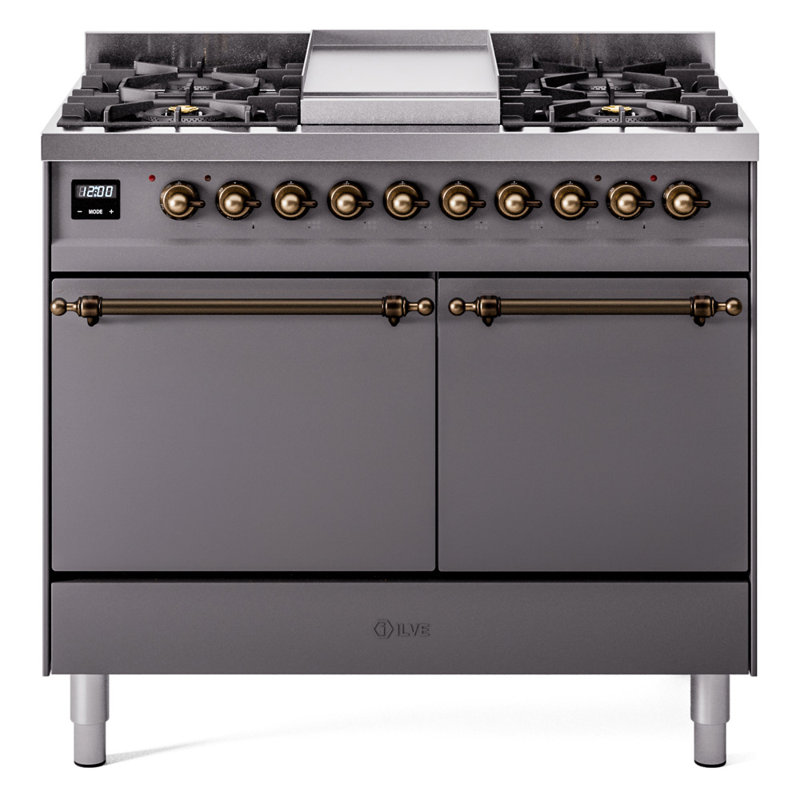 ILVE Nostalgie II 40 in Dual Fuel Range, Liquid Propane, White/Bronze
