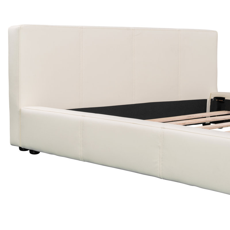 Lit tapissier beige élégant, Lit double