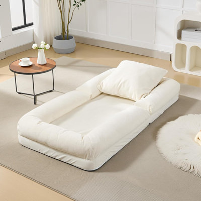 64.9" Upholstered Chenille Human Dog Bed with 5 Adjustable Positions, Memory Foam Bean Bag Chaise for Adults & Pets