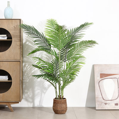 Adcock Artificial UV Resistant Palm Tree in Pot Faux Green Areca Palm Plant, Fake Tree
