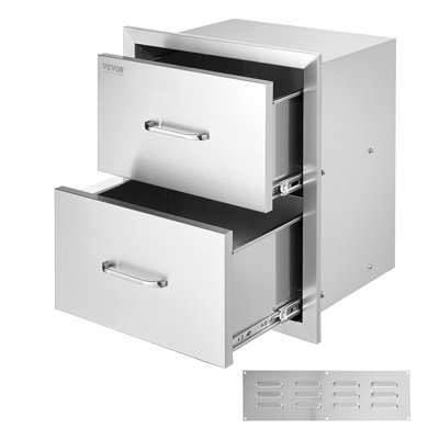 Tiroirs de cuisine d'extérieur encastrés en acier inoxydable de 17,8 po x l 20,2 po x H 12,2 po avec poignée, tiroirs pour îlot de barbecue pour cuisines extérieures ou station de barbecue