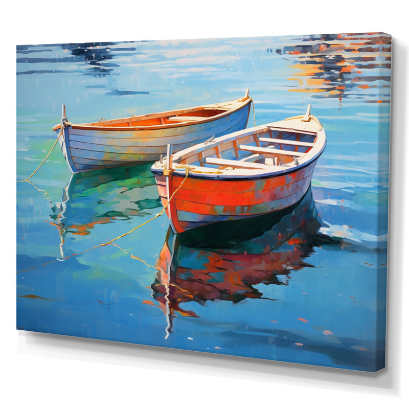 Boat Harmonic Waters - Boat Wall Art, 34" H x 44" W x 1.5" D, Wrapped Canvas