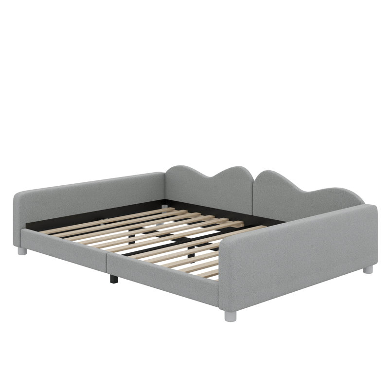 Upholstered Sofa Bed With Cloud-Shaped Backrest, Gray, Full