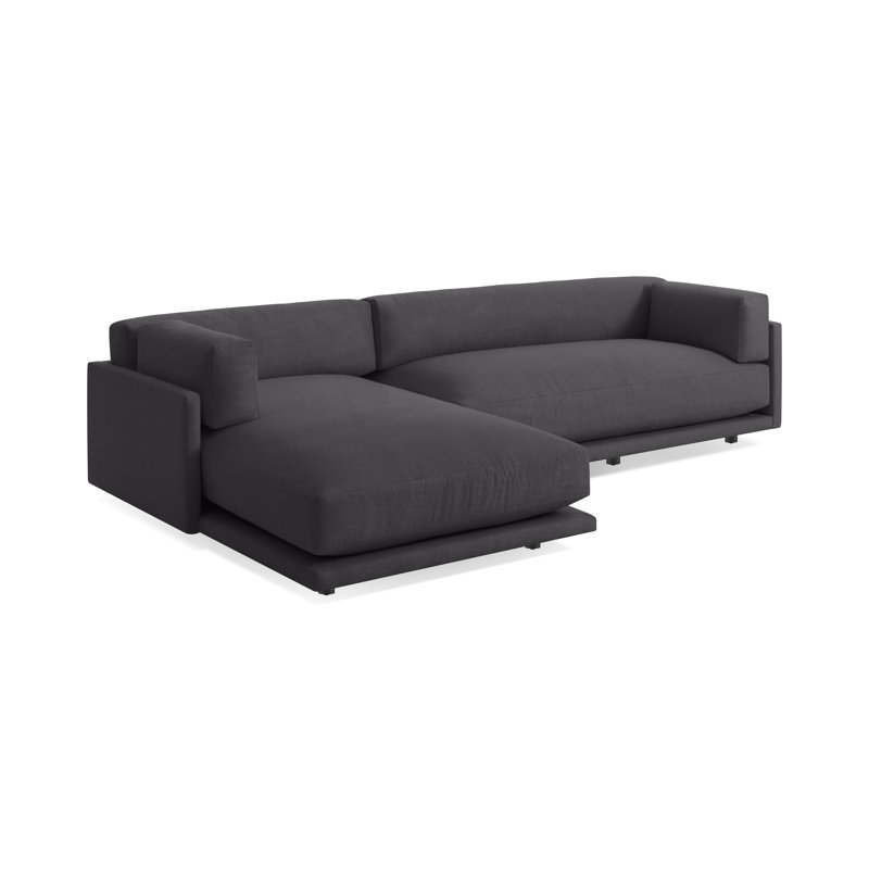Sunday Chaise Sectional, Sanford Black Crossweave, Left Hand Facing