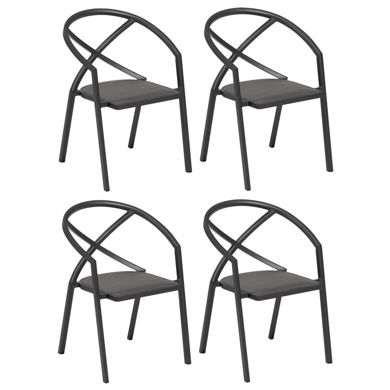 Azal Stacking Patio Dining Armchair, Enigma, Ninja Black Basketweave