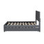 Lit plateforme double tapissier pleine grandeur avec 2 tiroirs et 1 lit gigogne simple, tête de lit classique, gris