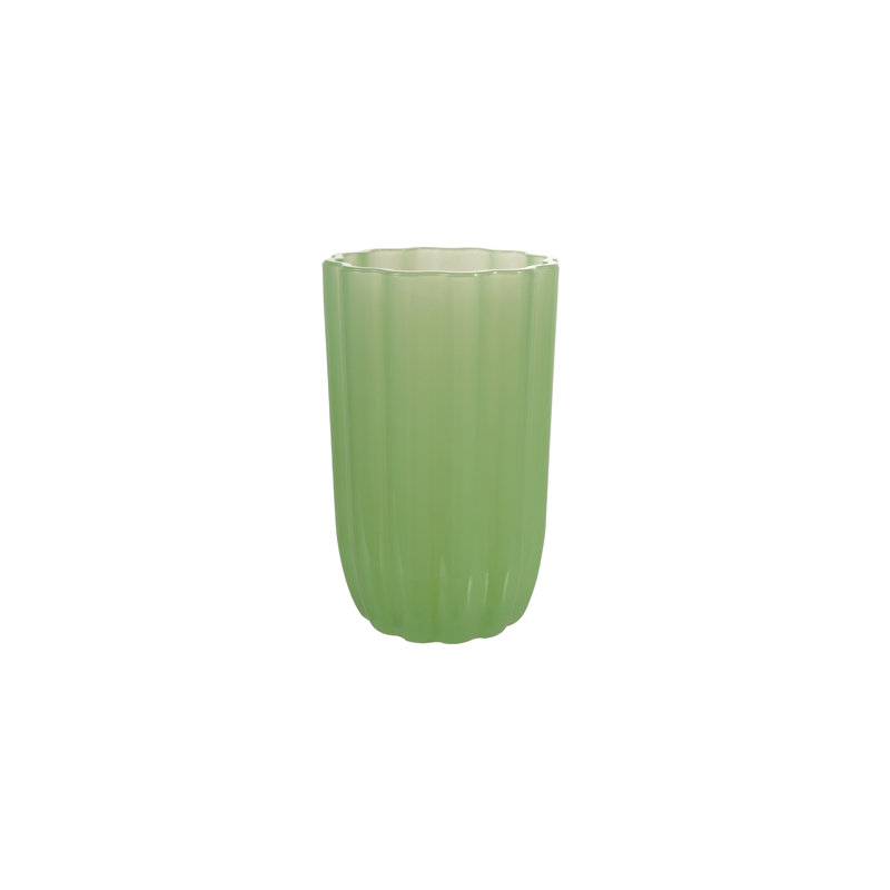 Gobelet vintage en verre de lait vert pressé