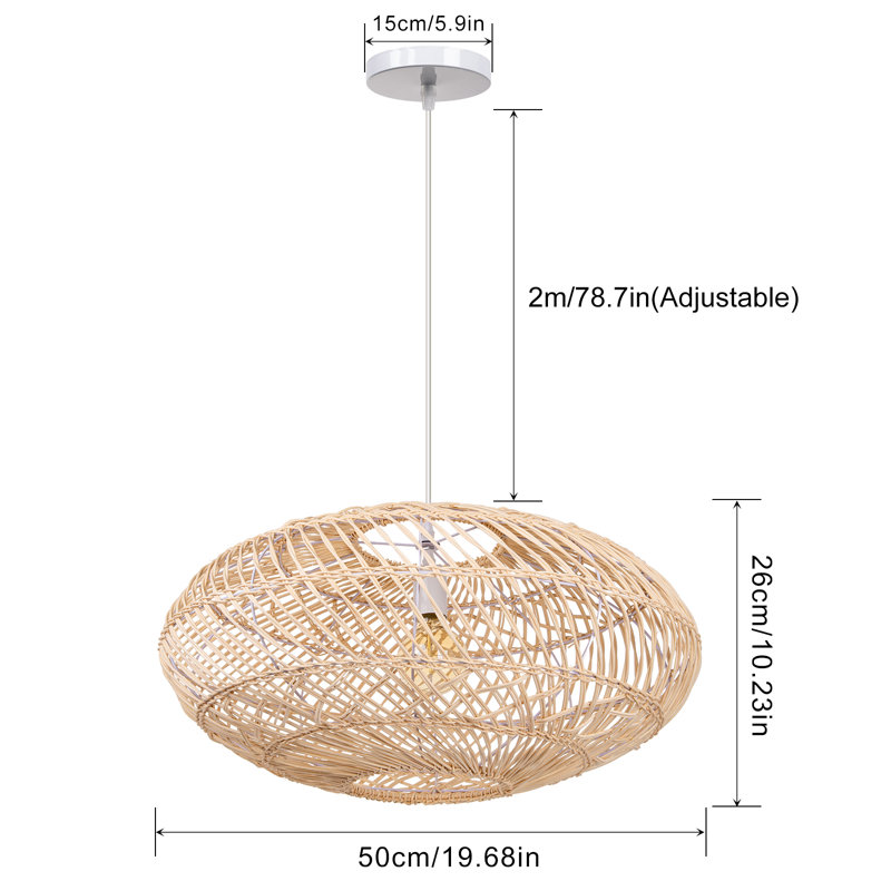 Cantillo 1 - Light Natural Sphere Pendant, 10.23" H x 19.68" W x 19.68" D