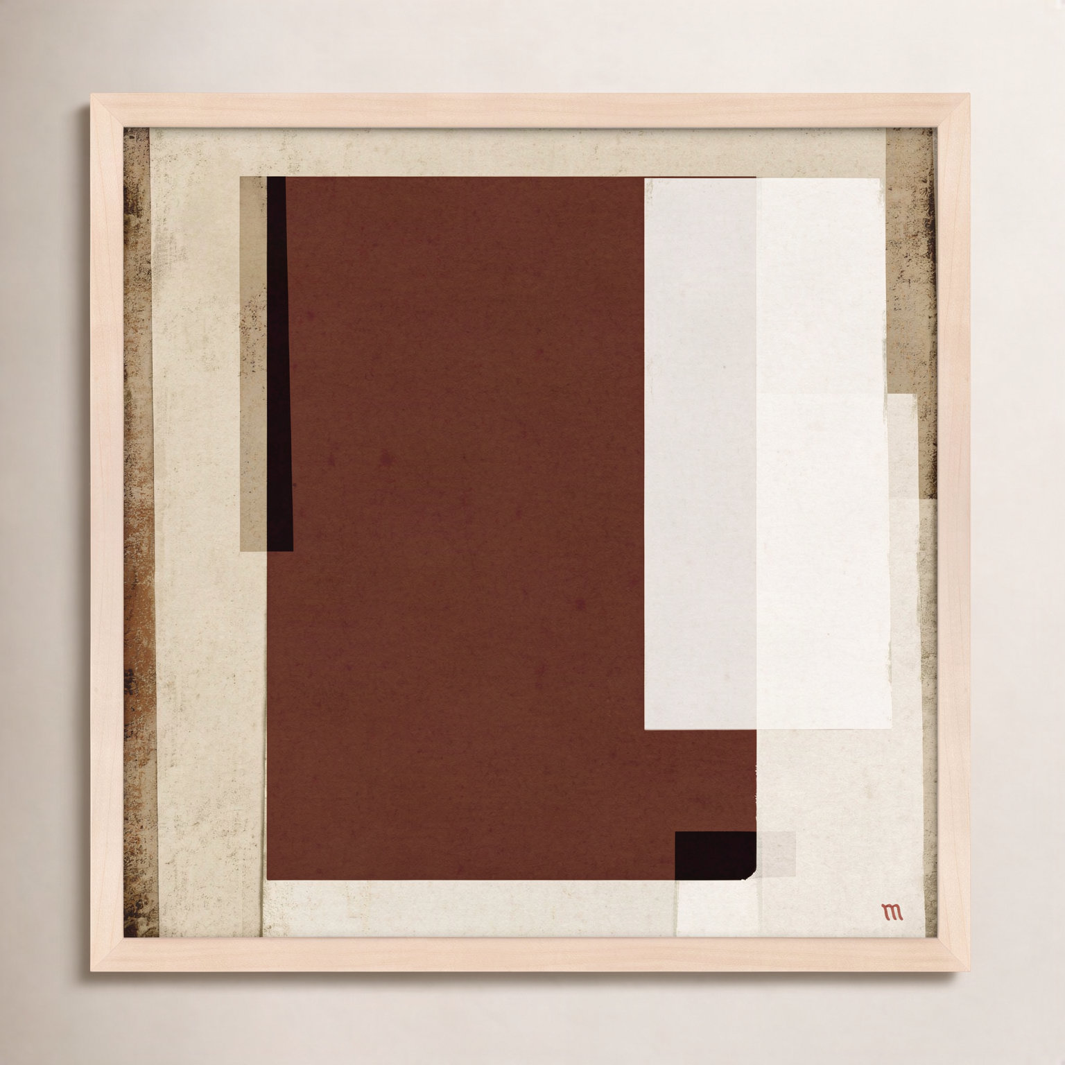 City Scape Brown Print by Marco Marella, Framed Print Paper without Mat, Maple, 16" H x 16" W