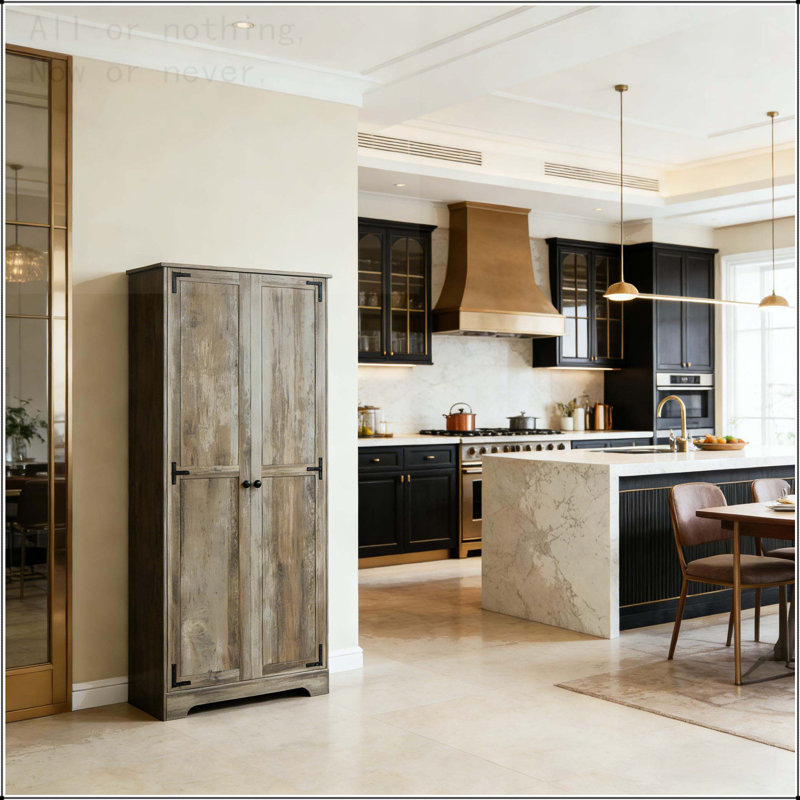 Armoire de rangement autoportante rustique H 71,7 po avec tablettes réglables