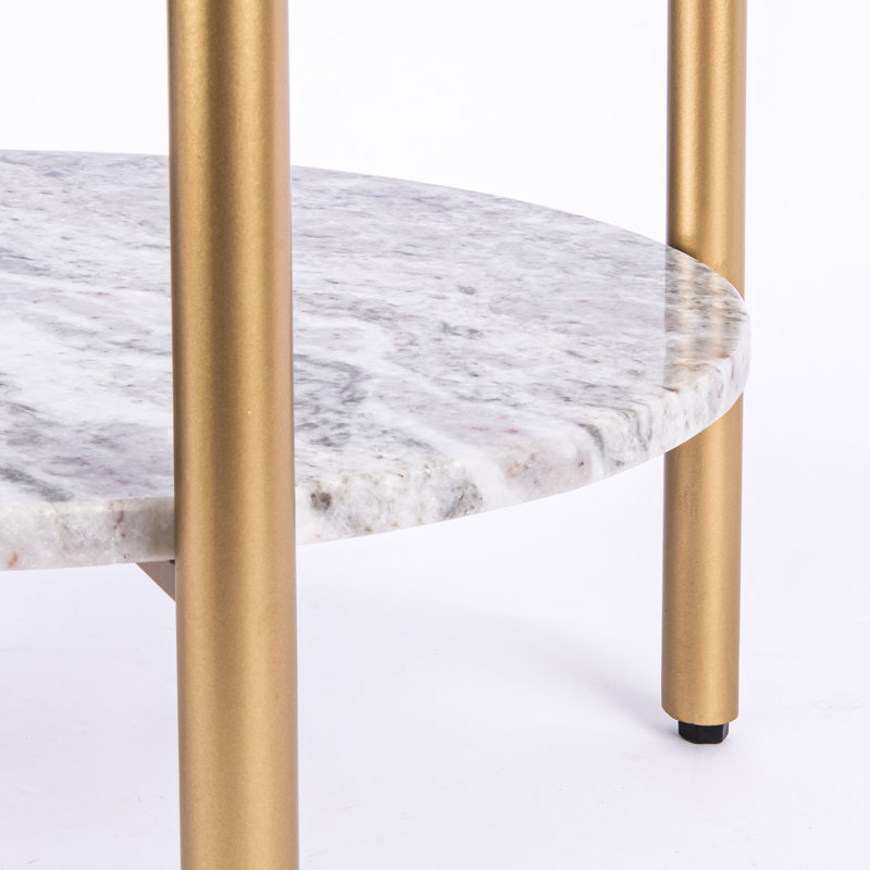 Ansted Marble End Table with Storage, Gold, Sangrey