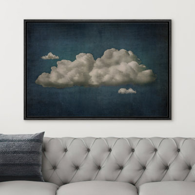 Clouds " Pastel Navy Abstract Sky Clouds Modern Relaxing Minimalist Wall Decor Artwork "