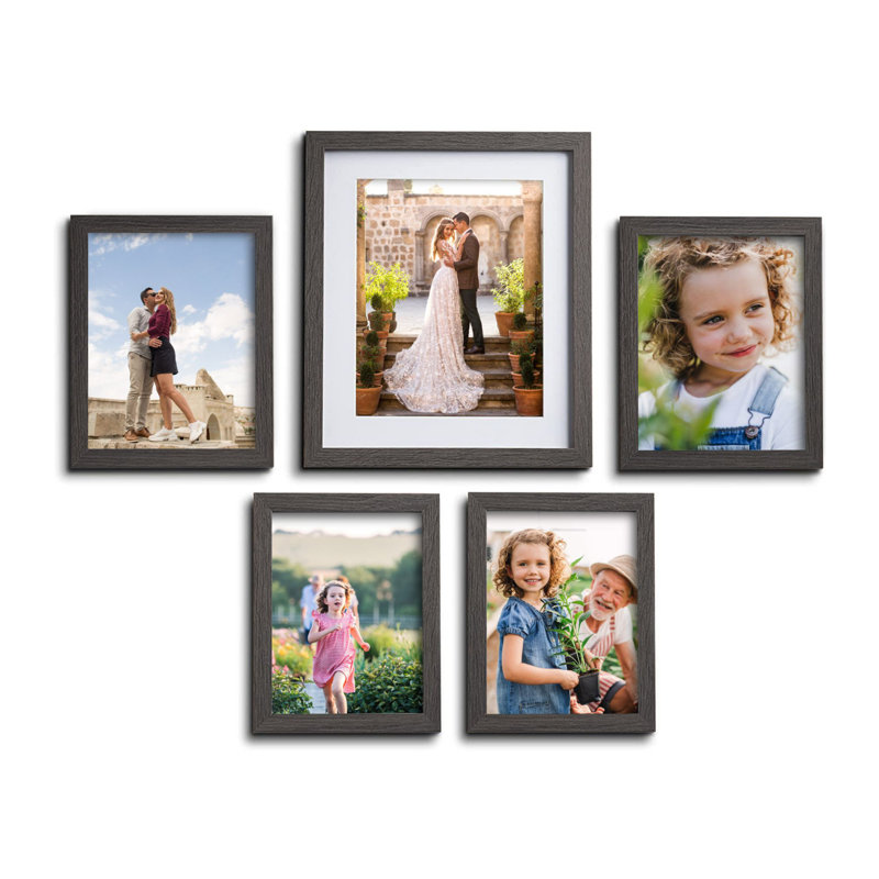 5 Piece Picture Frame Gallery Set - Charcoal Grey