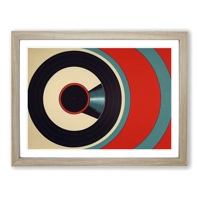 Vinyl Record Art Deco Vol.2 Abstract - Framed Print, 25cm H x 34cm W x 2cm D, Oak