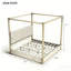 Très grand lit plateforme à baldaquin avec tête de lit et structure en métal, beige-942781377