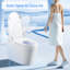Toilette à bidet intelligente une pièce, construction, chasse d'eau automatique et fonctions d'ouverture / fermeture, siège chauffant avec température réglable, lavage à l'eau tiède, séchage à distance, télécommande, couvercle de capteur, arrière femelle