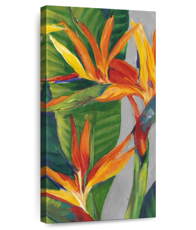 Oiseau de paradis triptyque I, H 36 po x l 18 po