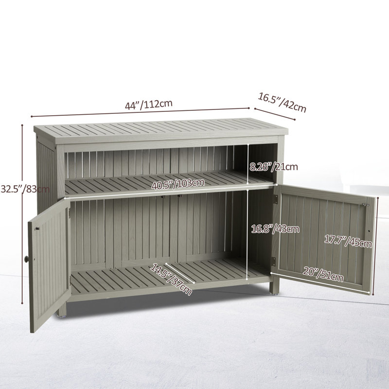 Outdoor Console Sideboards Buffet Cabinet, Solid Wood Storage Cabinet TV Stand,Furniture for Patio Entryway Deck, Gray