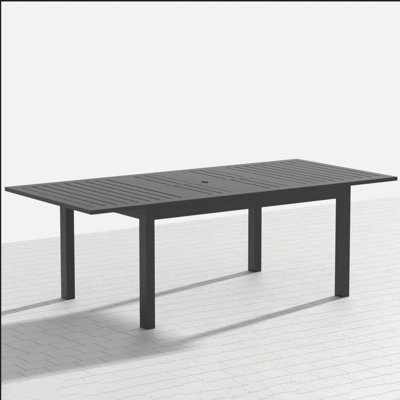 63"-92" Extendable Aluminum Outdoor Dining Table, All-Weather Patio Table