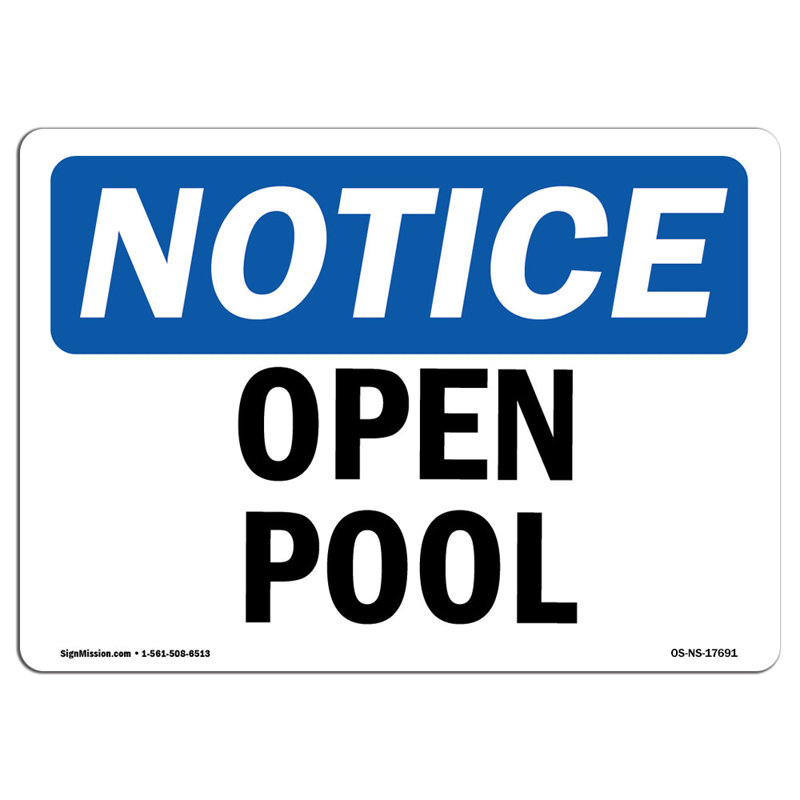 Enseigne de piscine ouverte