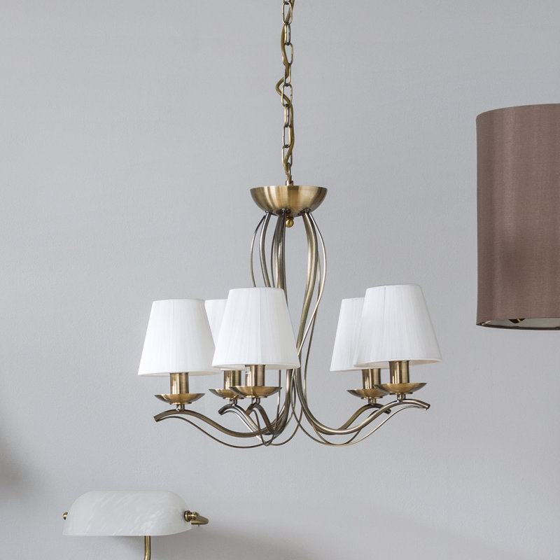 Rodman 5 - Light Shaded Chandelier, Antique Brass