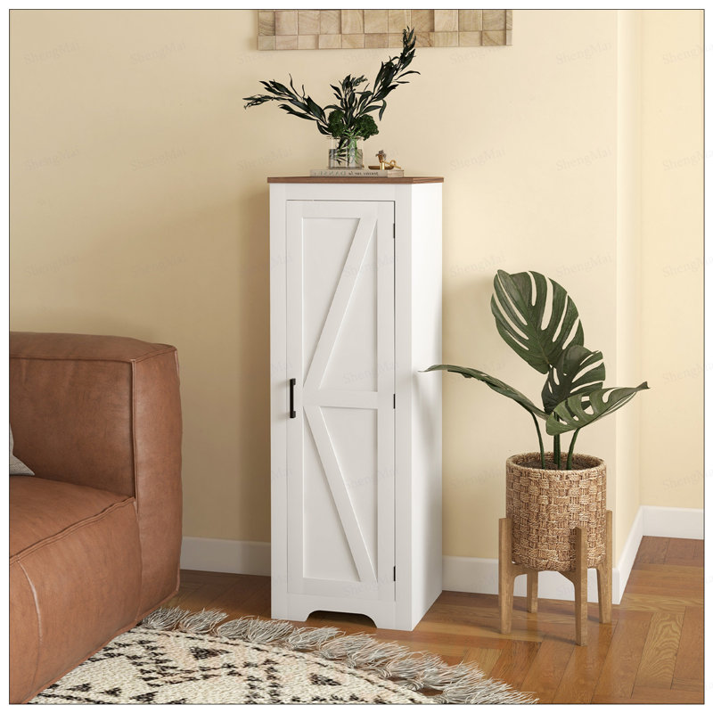 Armoire de rangement Farmhouse avec tablette réglable et porte de grange simple pour une organisation polyvalente