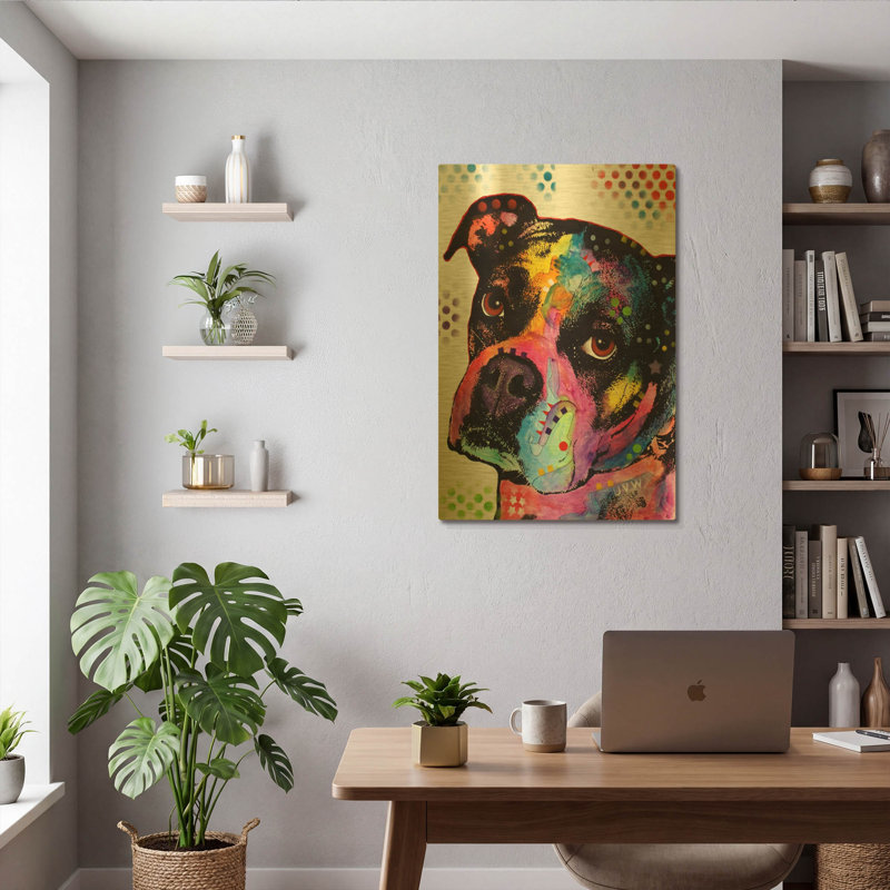 «Young Boxer» par Dean Russo, art mural en métal doré, 24 po x 36 po, 24 po x 36 po