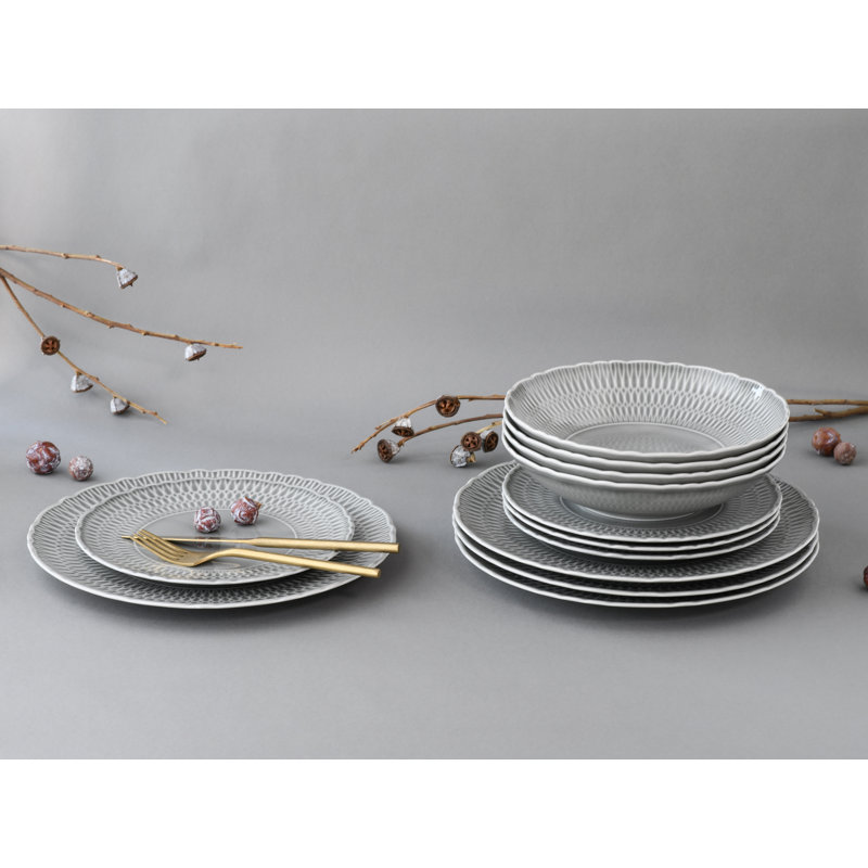 SOFIA 12 Piece Dinnerware Set, Service for 4, Grey