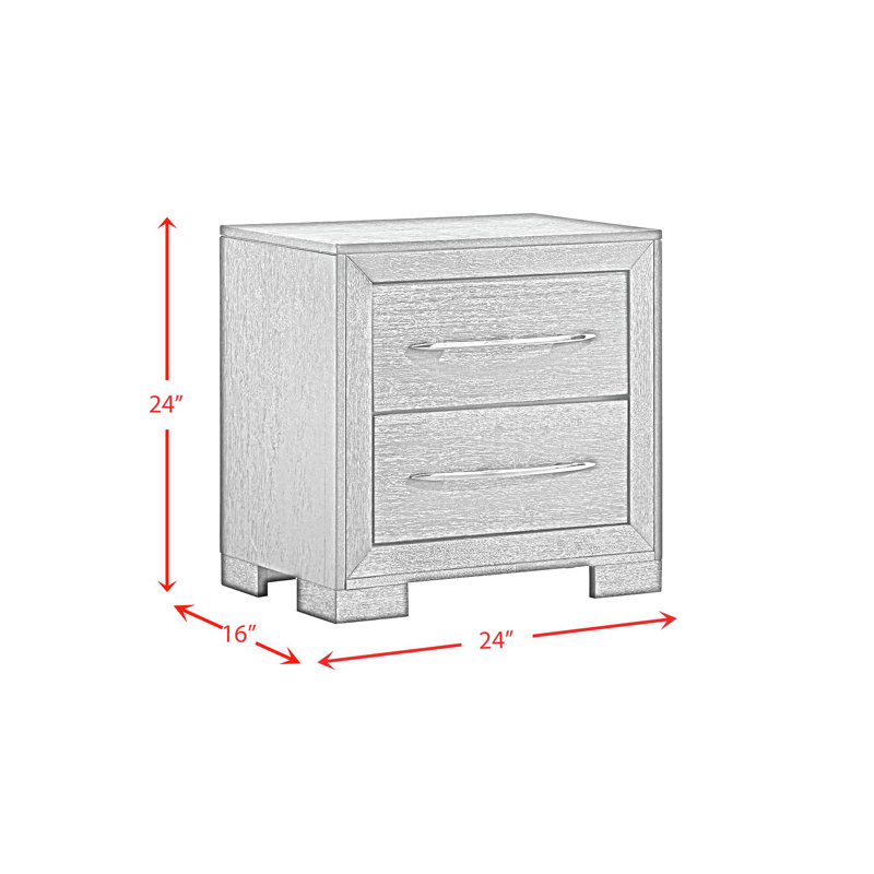 Latitude Run® Walla 2-Drawer Nightstand in Black