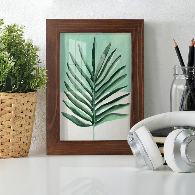 Verging Palm I - Impression encadrée avec verre, H 8 po x l 6 po x P 1 po, Châtaigne