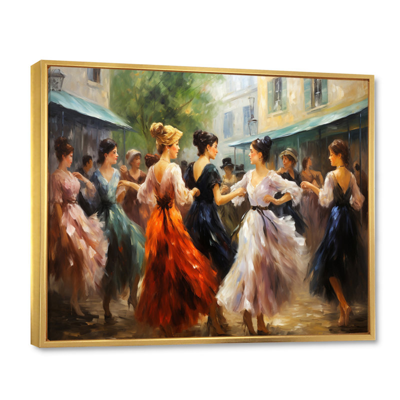 «Dance In Paris I», reproduction sur toile, H 34 po x l 44 po x P 1,5 po, Cadre flottant doré