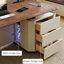 Bureau à 3 tiroirs brun noisette + beige massif massif + bois manufacturé-118760953-118760955