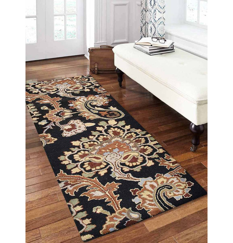 Tapis de couloir écologique en laine touffetée à la main Akain, Tapis de couloir 2 pi 6 po x 8 pi