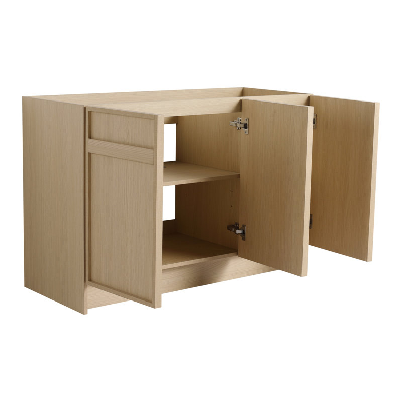48" Freestanding Bathroom Vanity & 3 Soft-Close Cabinet Doors-(KD-Packing)-Excluding Sink, Bathroom Vanity, Oak